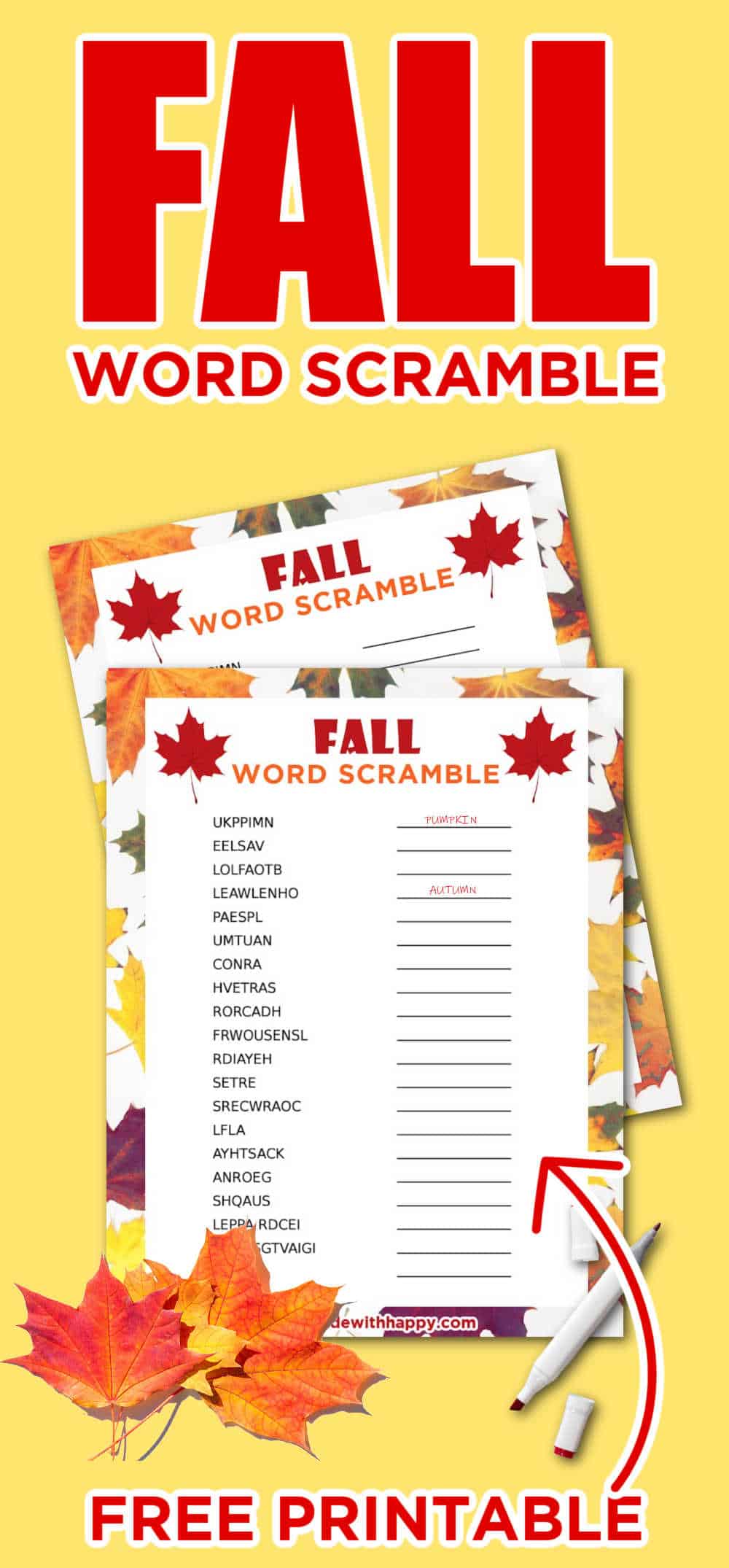 Fall Word Scrambles
