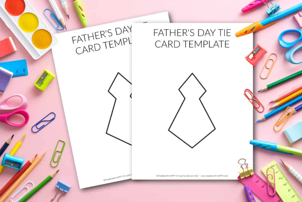 father's day tie card template idea