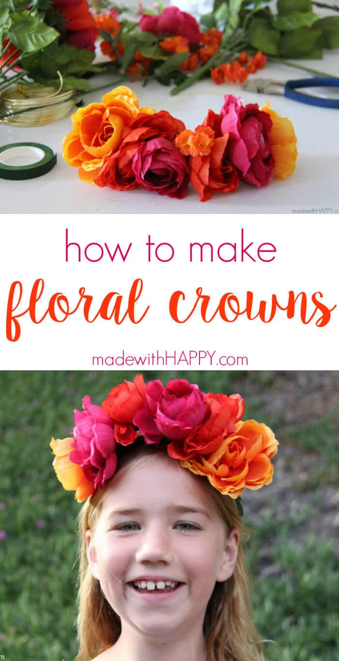 how to make floral crowns | Simple Flower Crowns | Silk Flower Headbands | Flower Crowns for Bridesmaids | Floral Crowns Boho Chic | www.madewithhappy.com