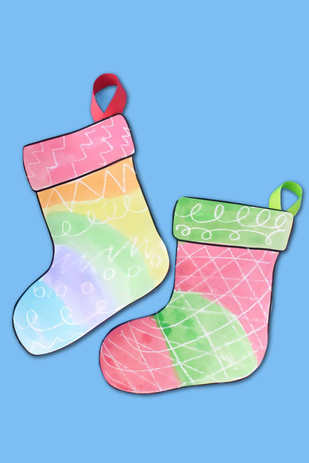 Crayon Resist Watercolor Christmas Stocking Printable Craft crayon-resist-watercolor-christmas-stocking-printable-craft