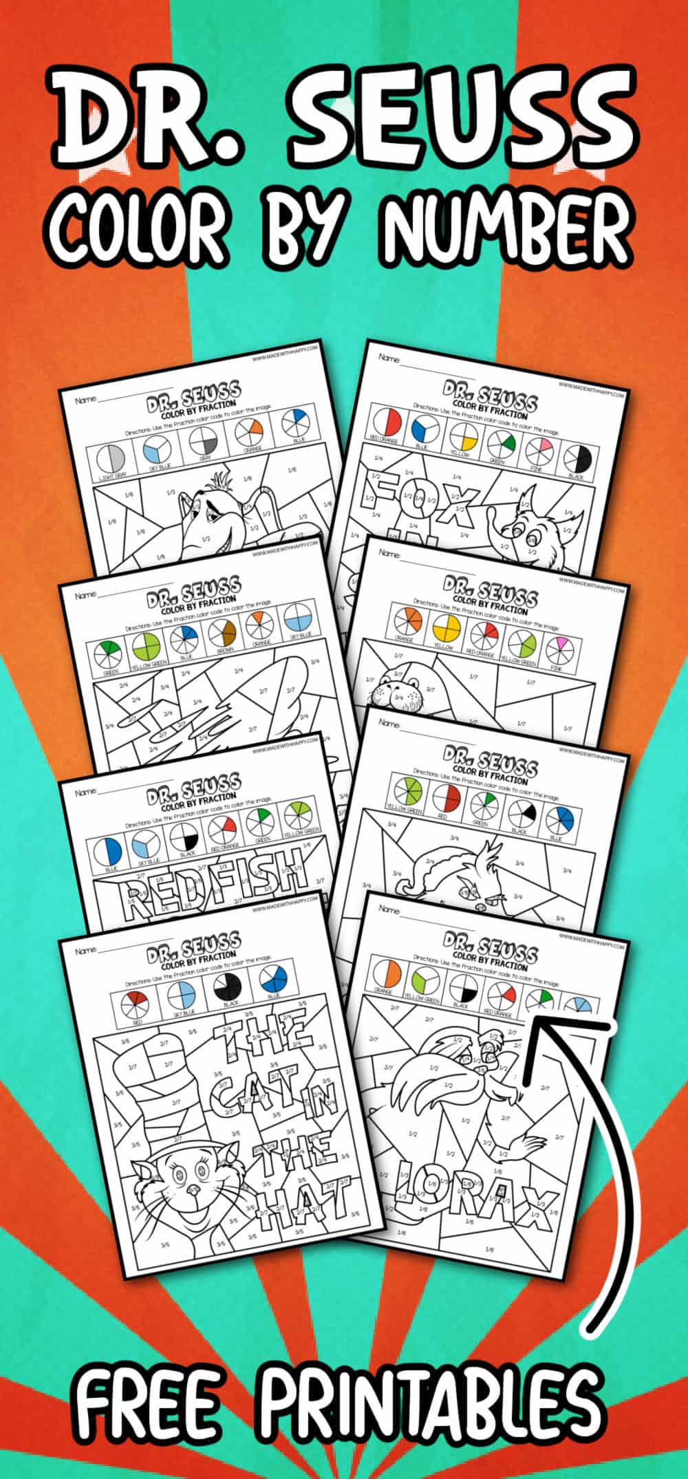 Free Printable Dr Seuss Color By number activity book