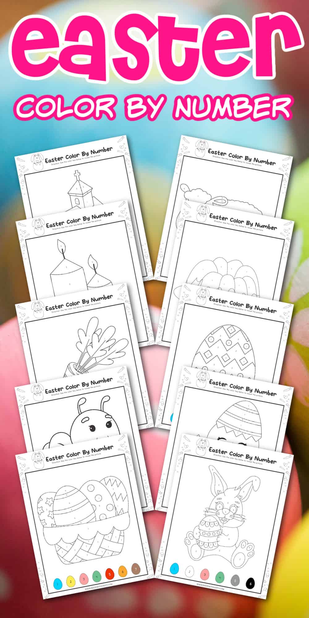 free easter color by number