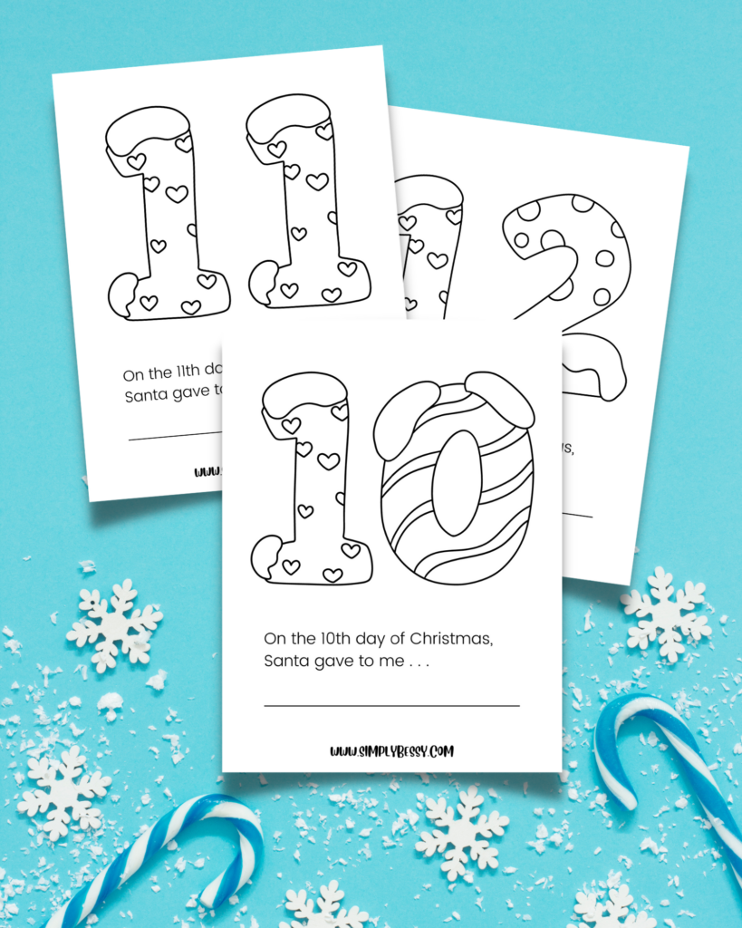 12 days of christmas coloring book free printable pages