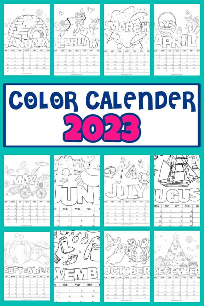 free printable Coloring Calendar 2023