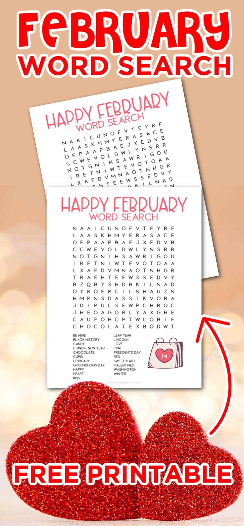 Free Printable February Word Search