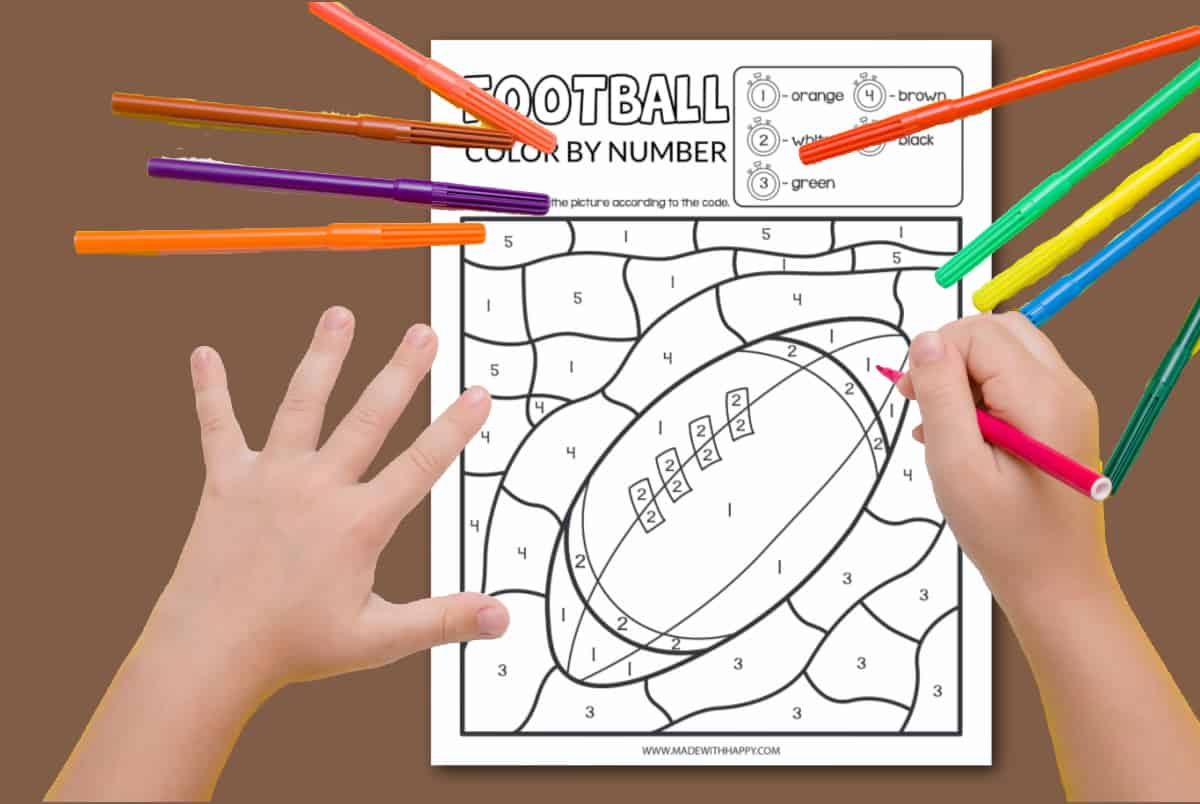 free printable football color by number