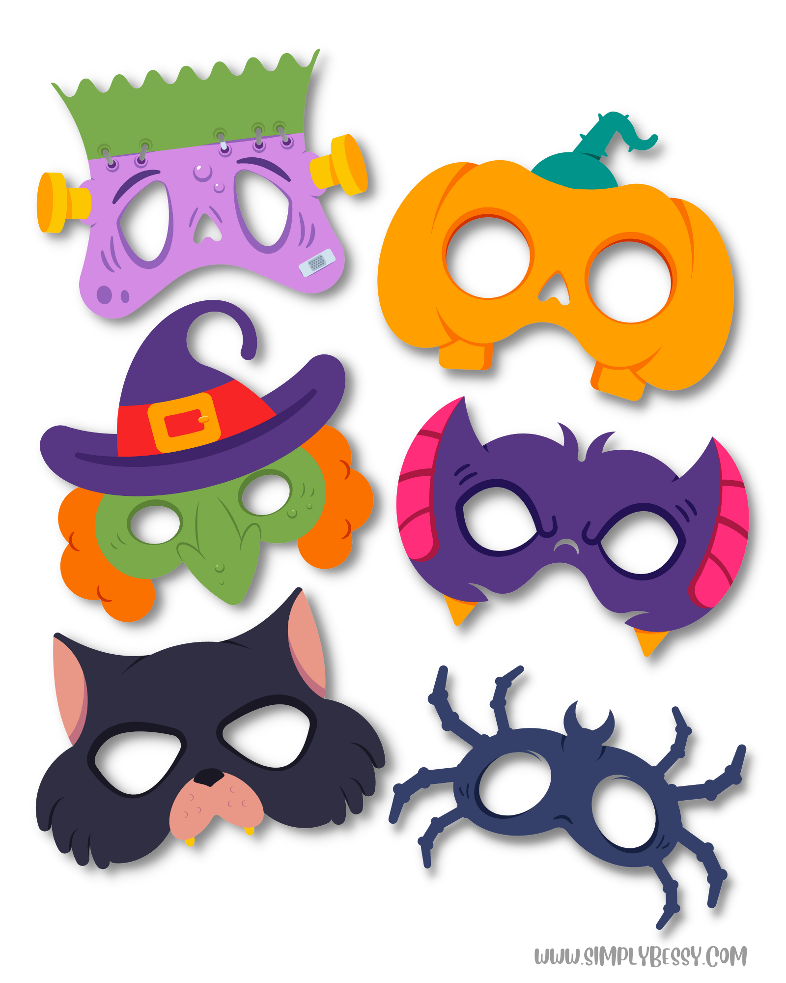 Free Printable Halloween Masks for Kids - 6 Spooky Templates
