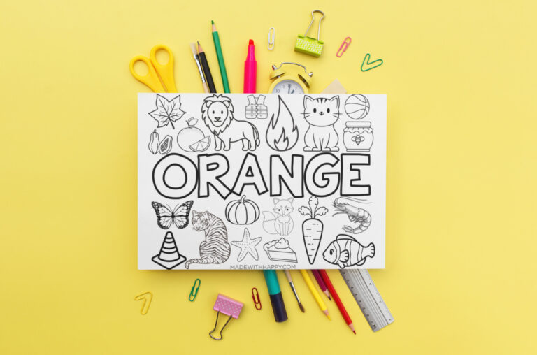 FREE Printable Orange Coloring Page - Made with HAPPY