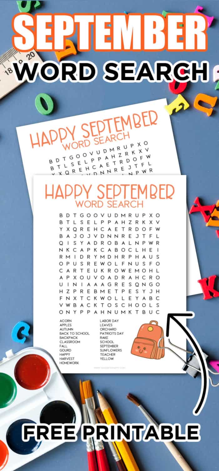 free printable september word search
