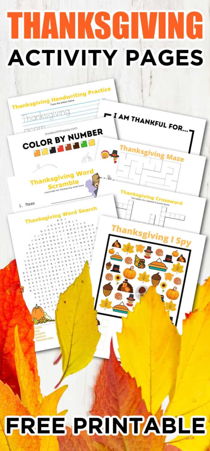 Free printable Thanksgiving Activity Pages