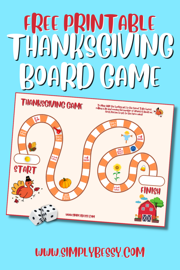 free printable thanksgiving board game for kids pin image