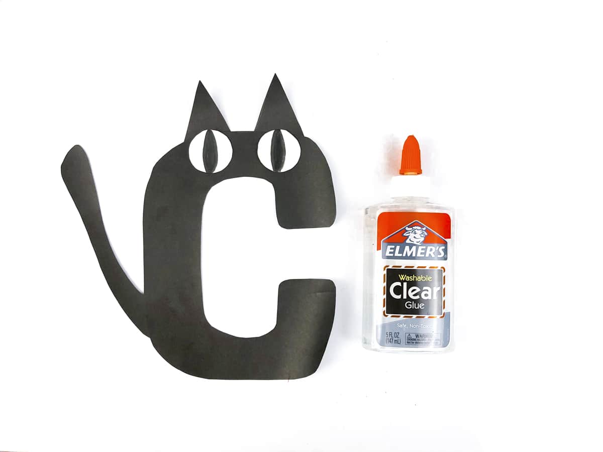 glue cat eyes to c is for cat craft