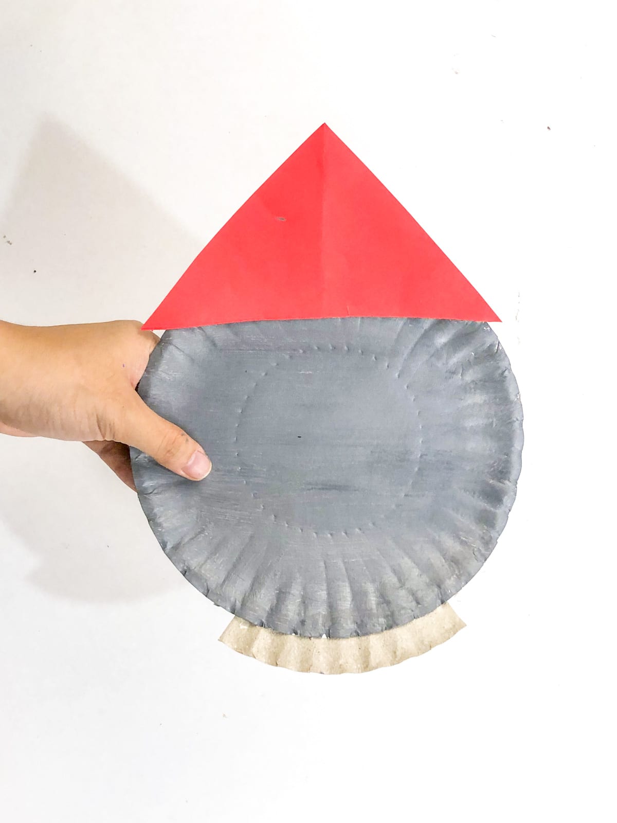 glue second paper plate to back of rocket ship
