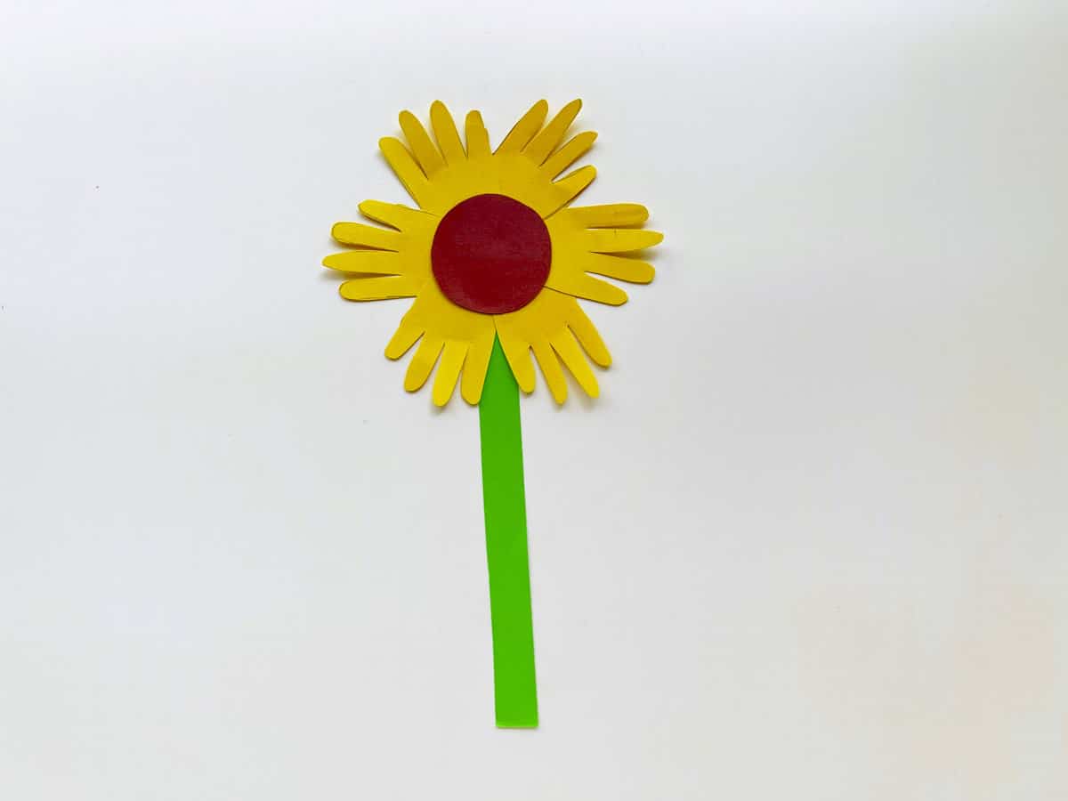 glue stem to back of sunflower