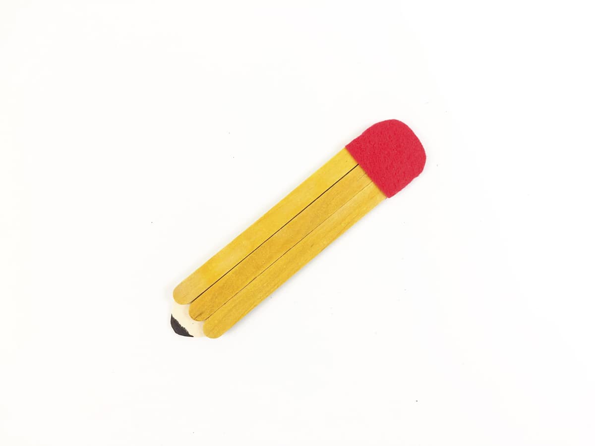 glue the red arch to end of pencil as eraser