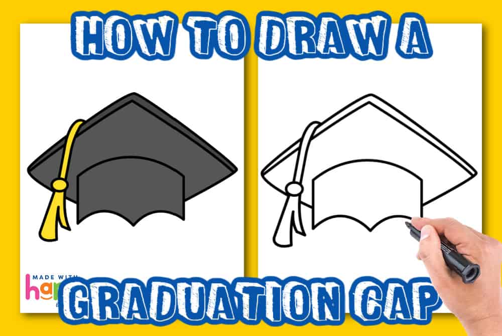 How to Draw a Graduation Cap Easy Step By Step Tutorial - Made with HAPPY