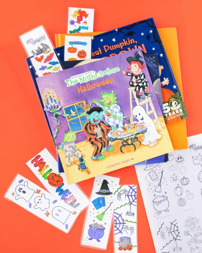 halloween coloring bookmarks with boooks