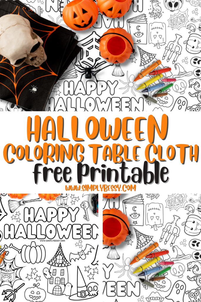 free printable halloween coloring tablecloth for kids pin image