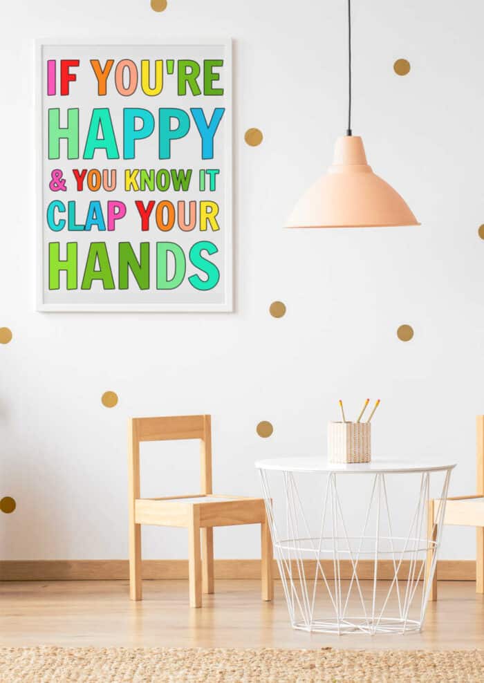 if you're happy poster art on wall