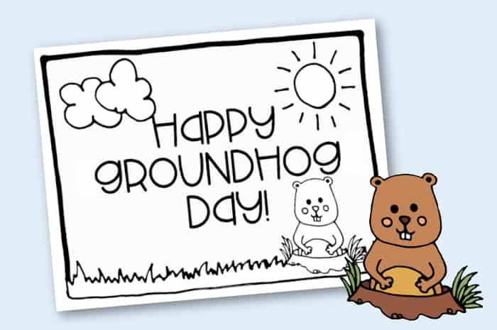 Happy Groundhog Day Coloring Paage