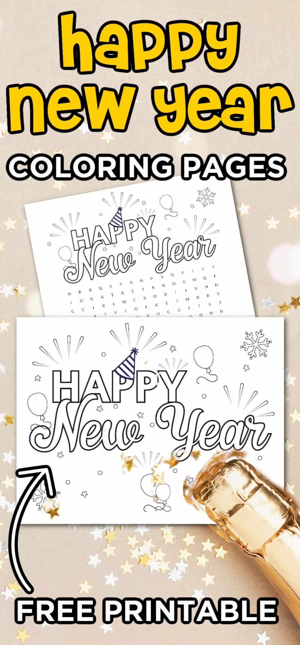 happy new year coloring sheets
