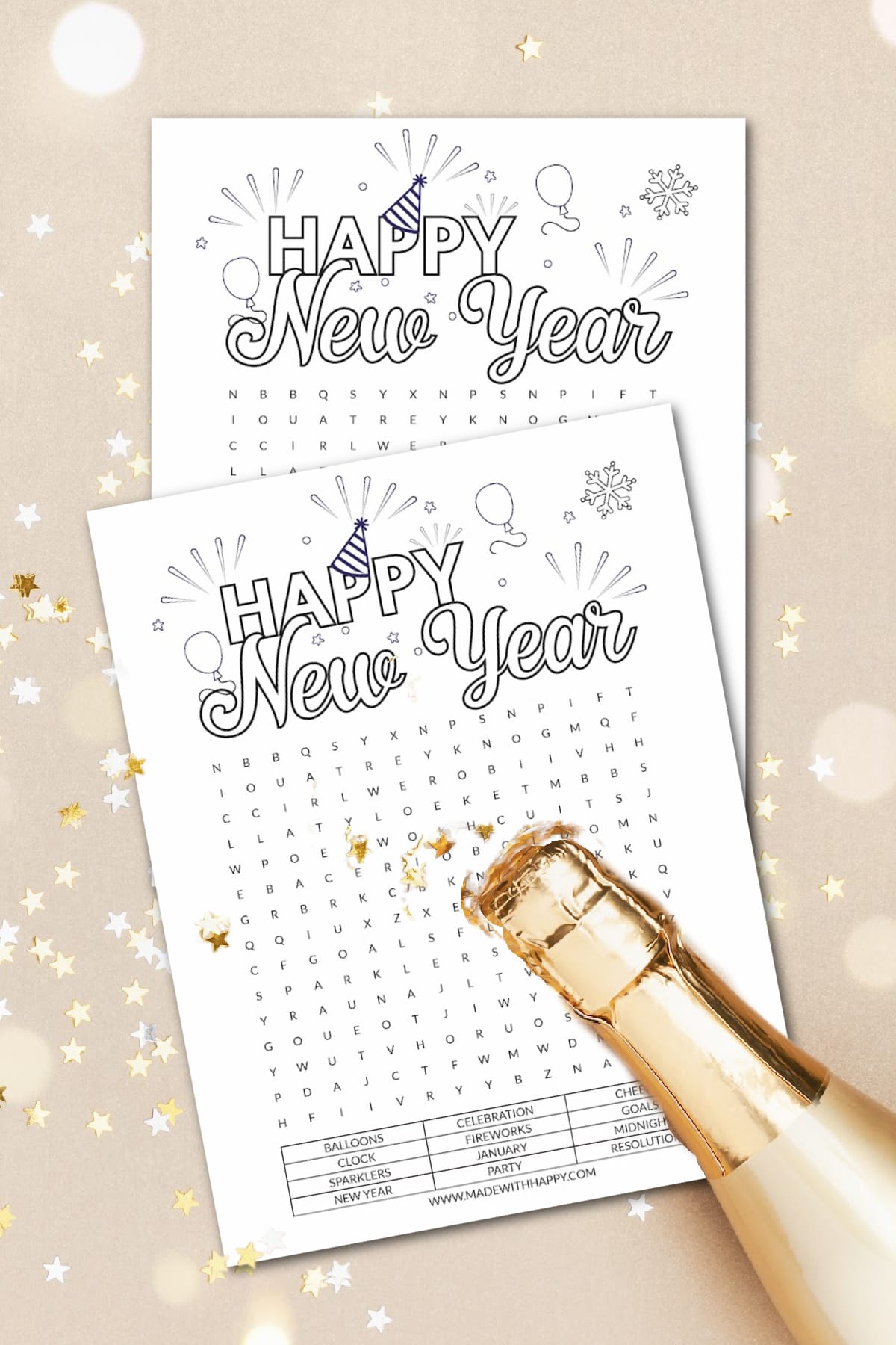 happy new year word search