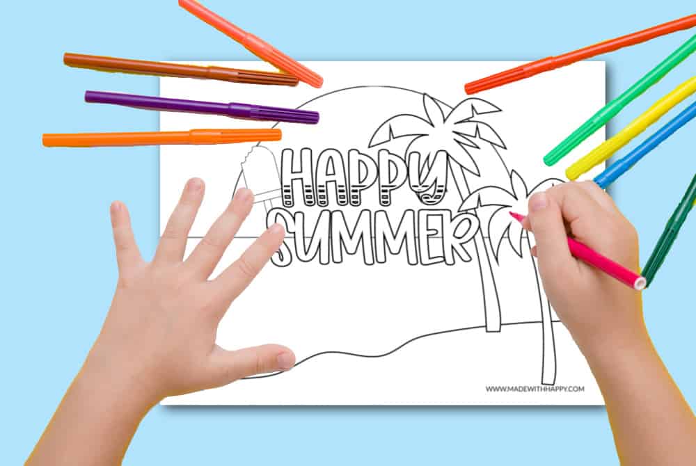 happy summer coloring page