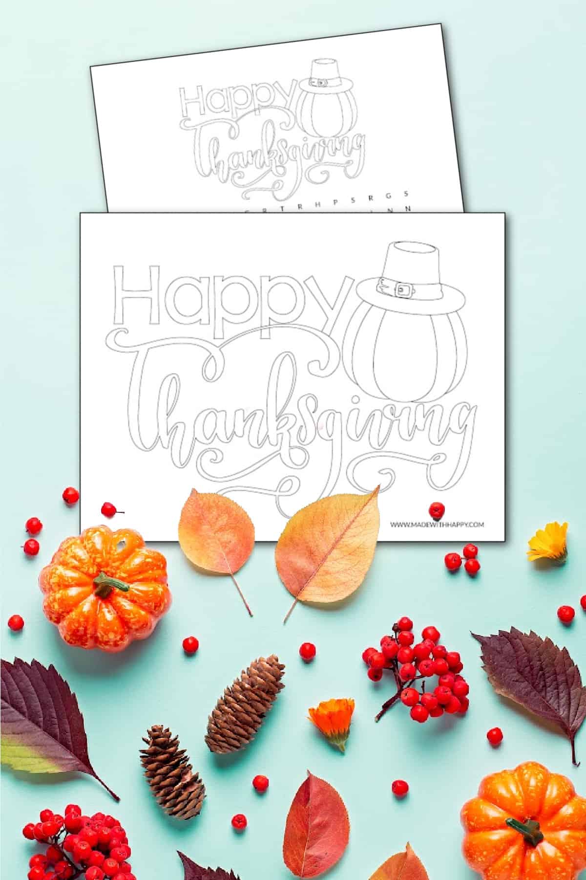 happy Thanksgiving coloring pages printables