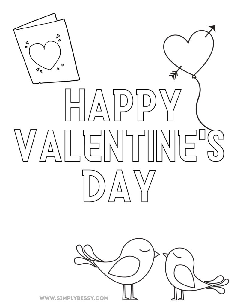 happy valentine's day coloring page