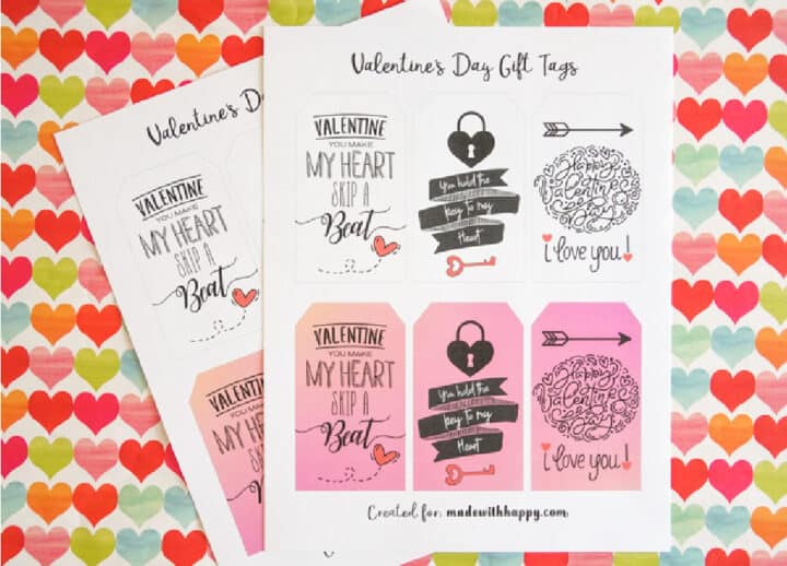 Free Printable Valentine Tags - Made with HAPPY