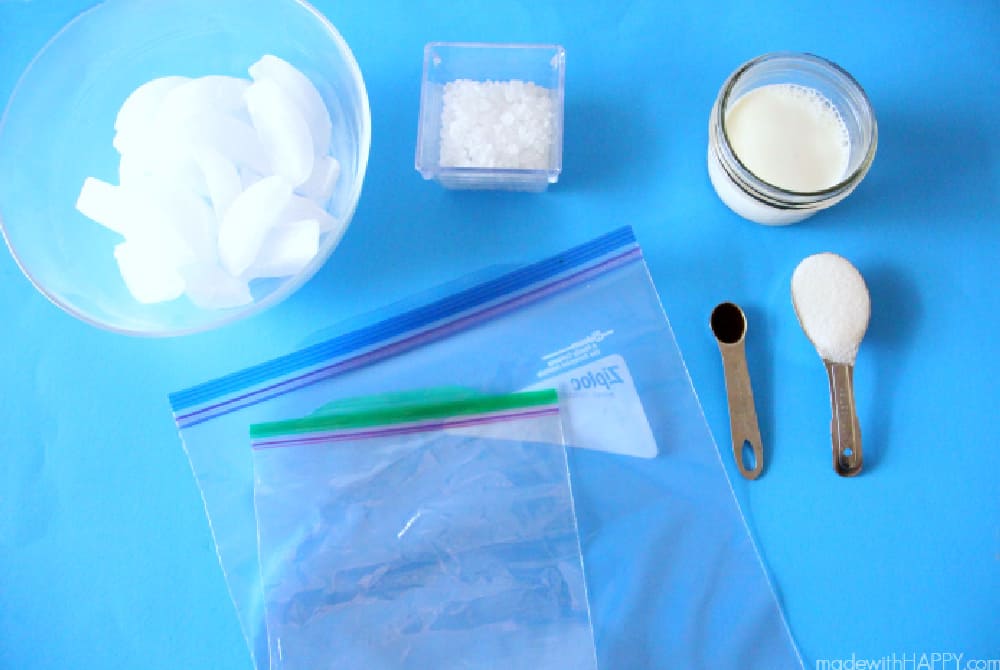 homemade ice cream in a bag