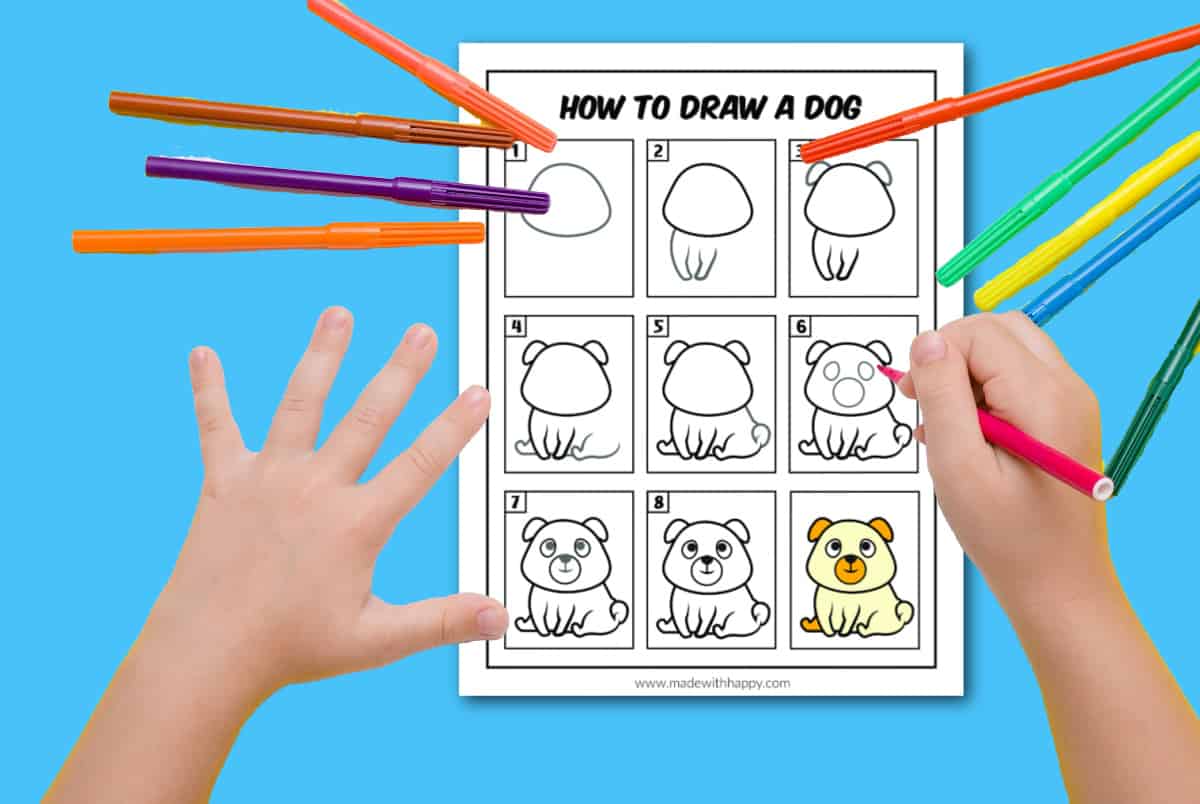 how to draw a dog easy