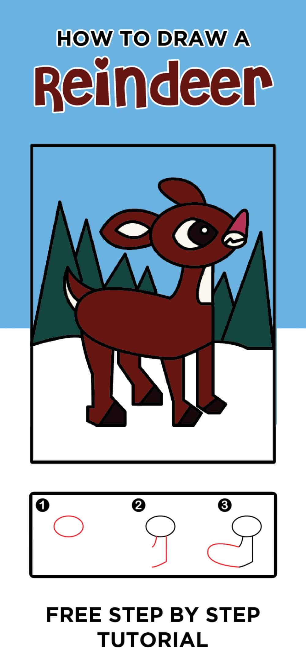 Draw An Easy Reindeer Head, Step by Step, Drawing Guide, by bigbootyjuicy -  DragoArt