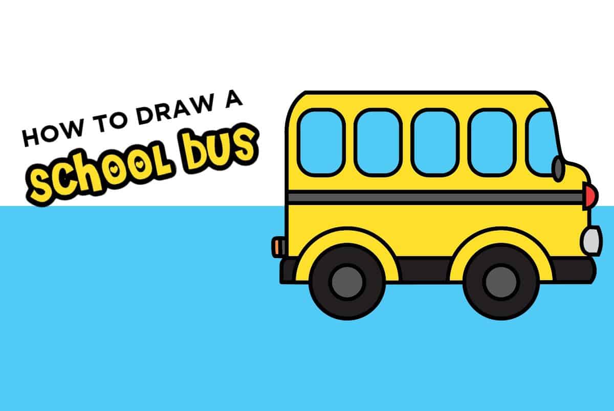 Ria Rabbit Drawing For Kids | Learn To Draw A School Bus