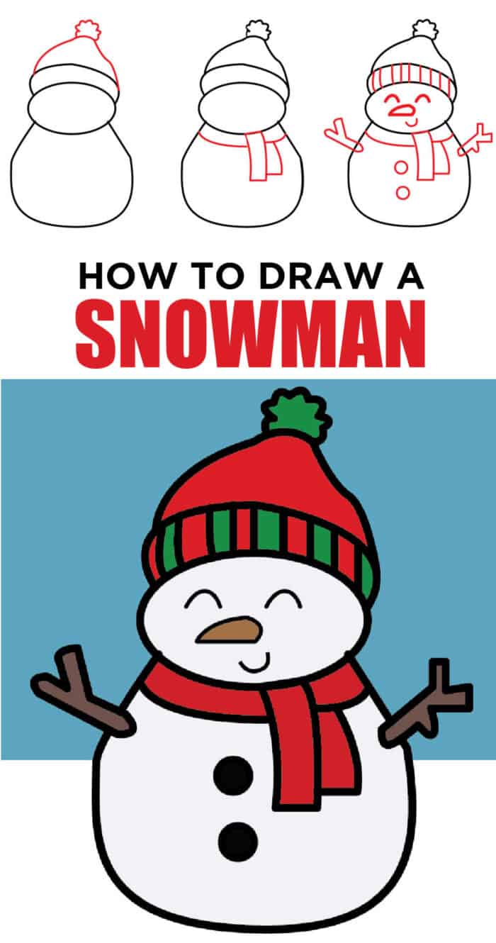 drawing snowman step by step