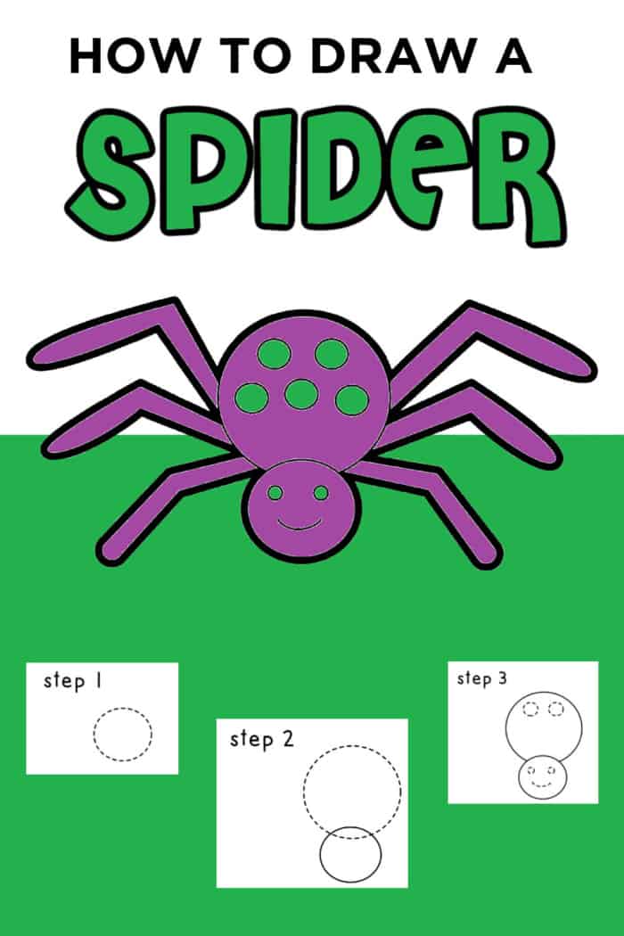 how to draw a spider step by step