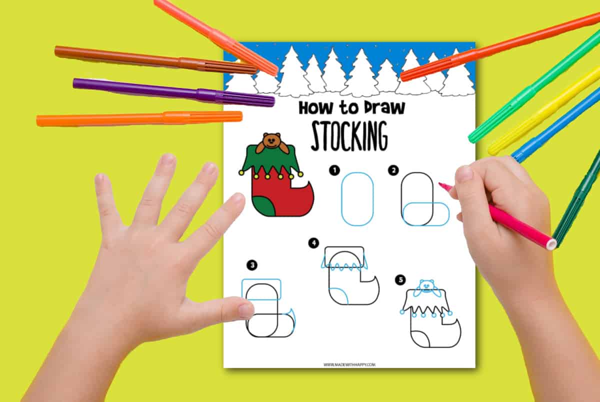 how to draw a stocking for christmas