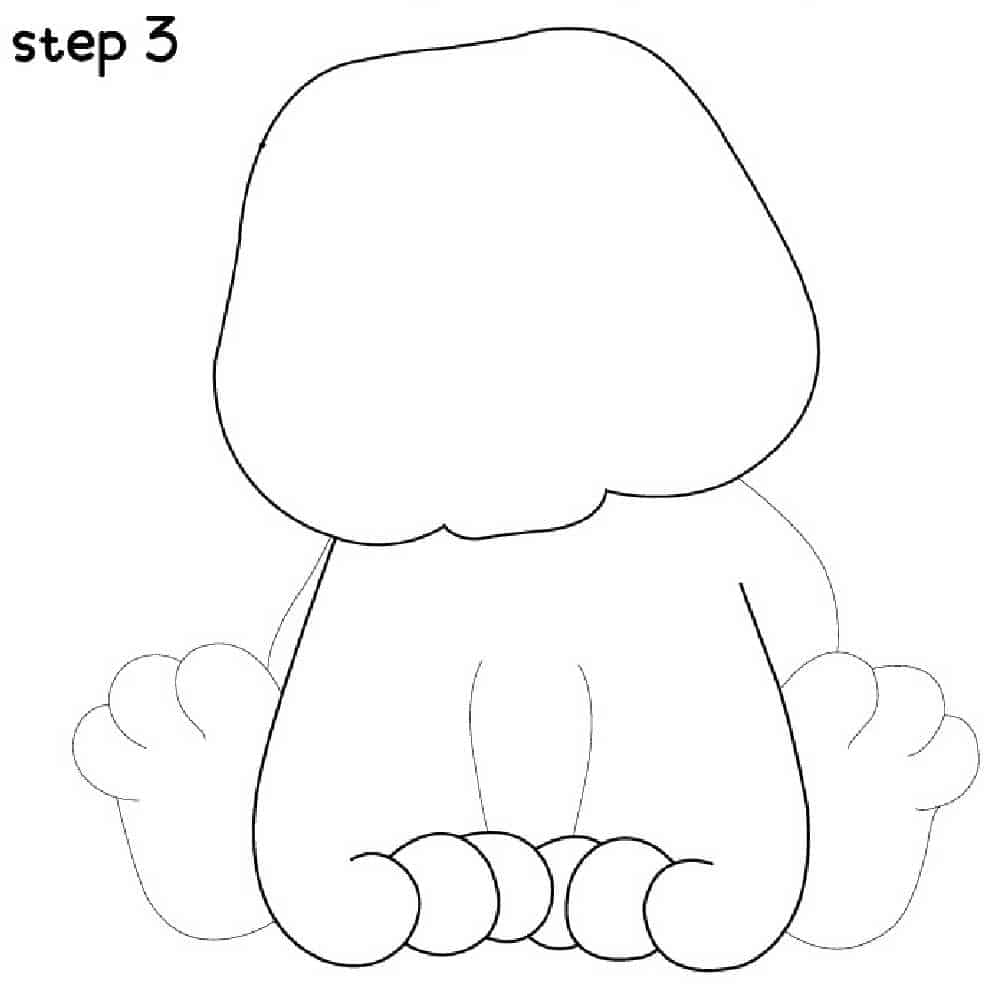 step 3 of drawing a tiger, their hind legs