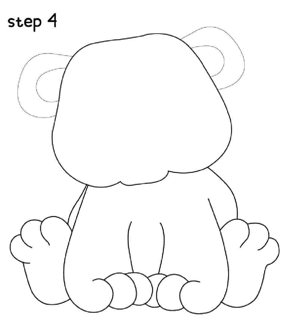 Step 4 - draw a tiger's ears