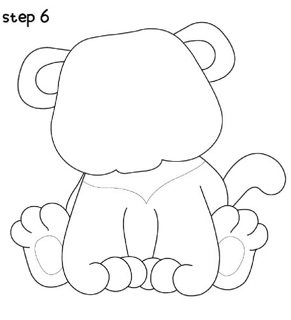 step 6 draw on a few details of the tiger like the v around their neck and their paw pads