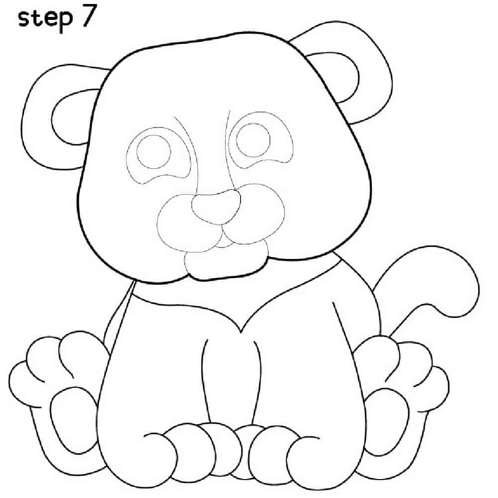 step 7 draw a tiger's face