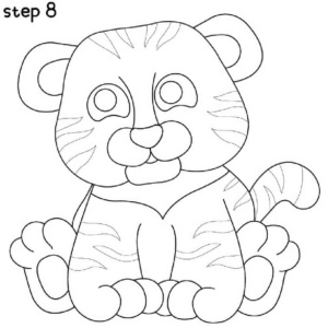 step 8 draw tiger's stripes