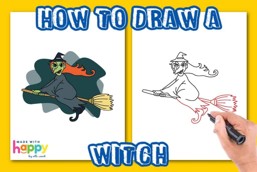 Witch Drawing Tutorial How to Draw a Witch - Made with HAPPY