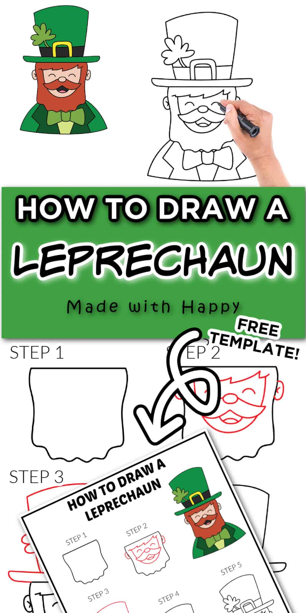 how to draw an easy leprechaun