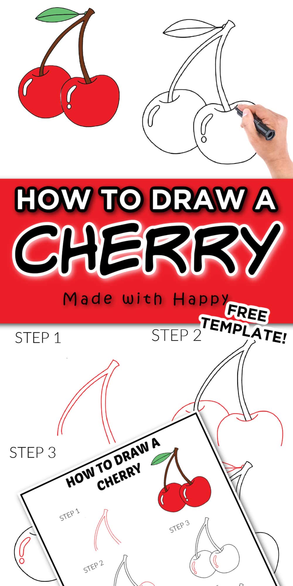 how to draw cherries easy