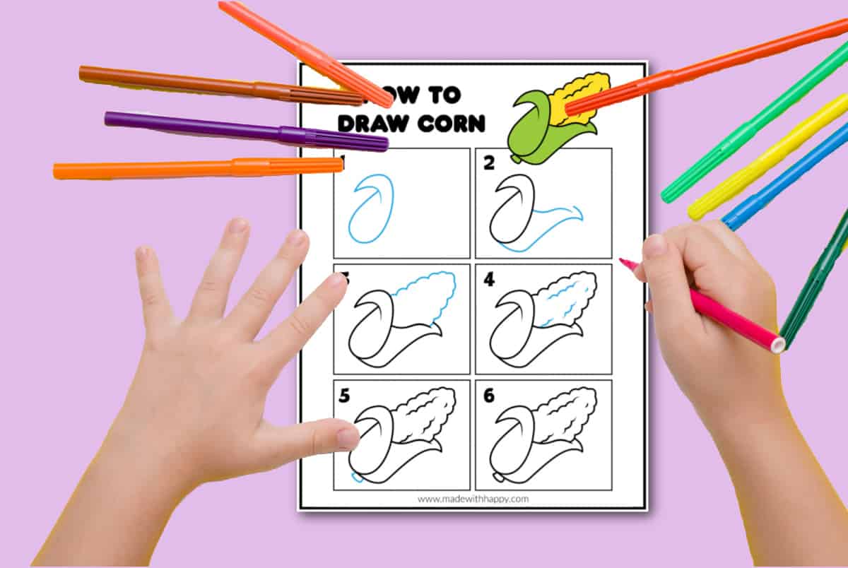 how to draw corn easy
