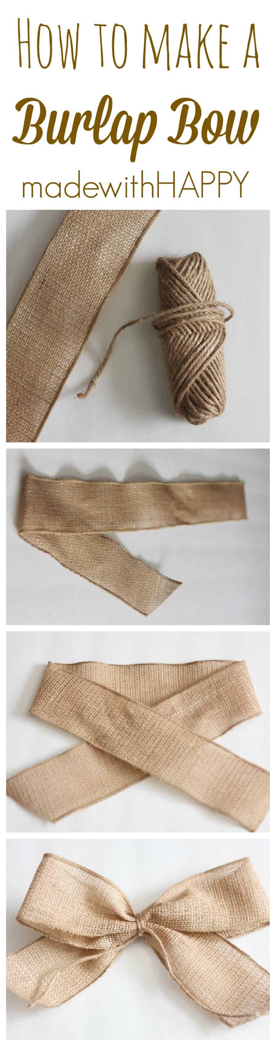 How to make a burlap bow. How to tie a bow with burlap. Simple burlap ribbon to create a burlap bow