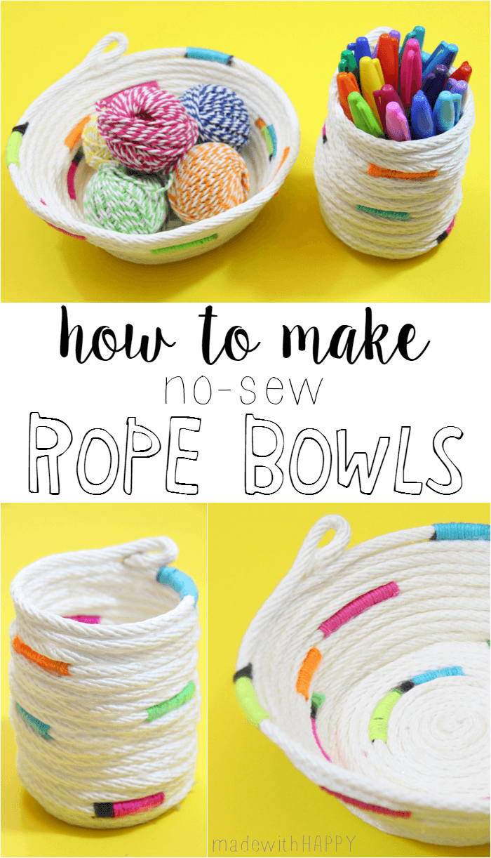 How to make a no-sew rope bowl | Rope Crafting | www.madewithHAPPY.com