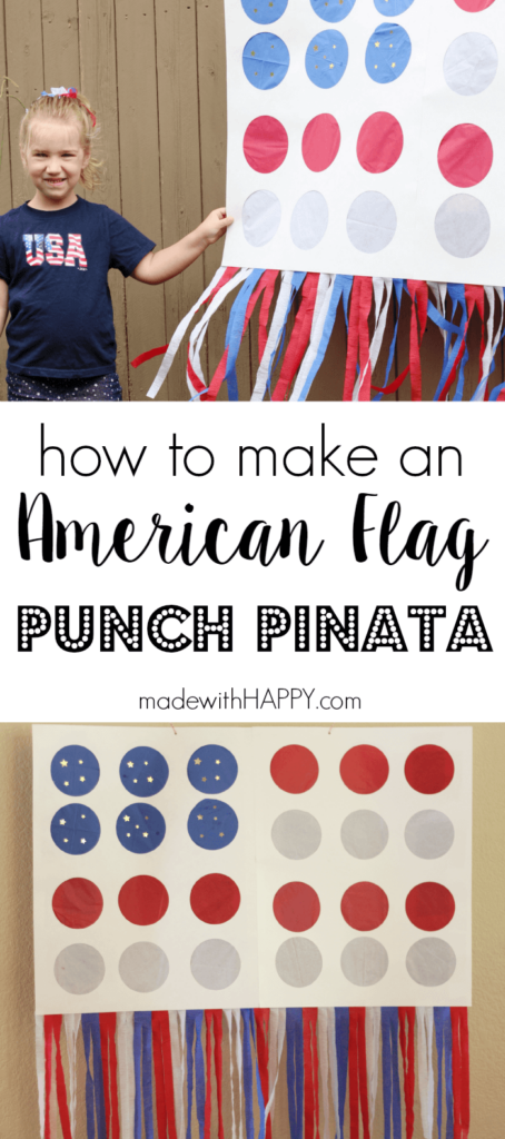 How to make an American Flag Punch Pinata | Great kids party activities and games | Red, white and blue party games | www.madewithHAPPY.com