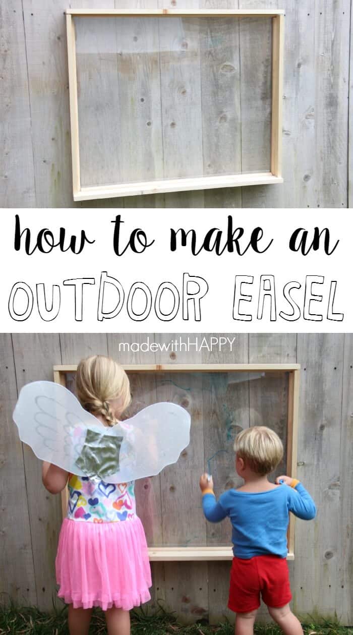 Make an outdoor easel to get your kids playing outside all day long! | Summer Activities for Kids | Outdoor fun | www.madewithHAPPY.com